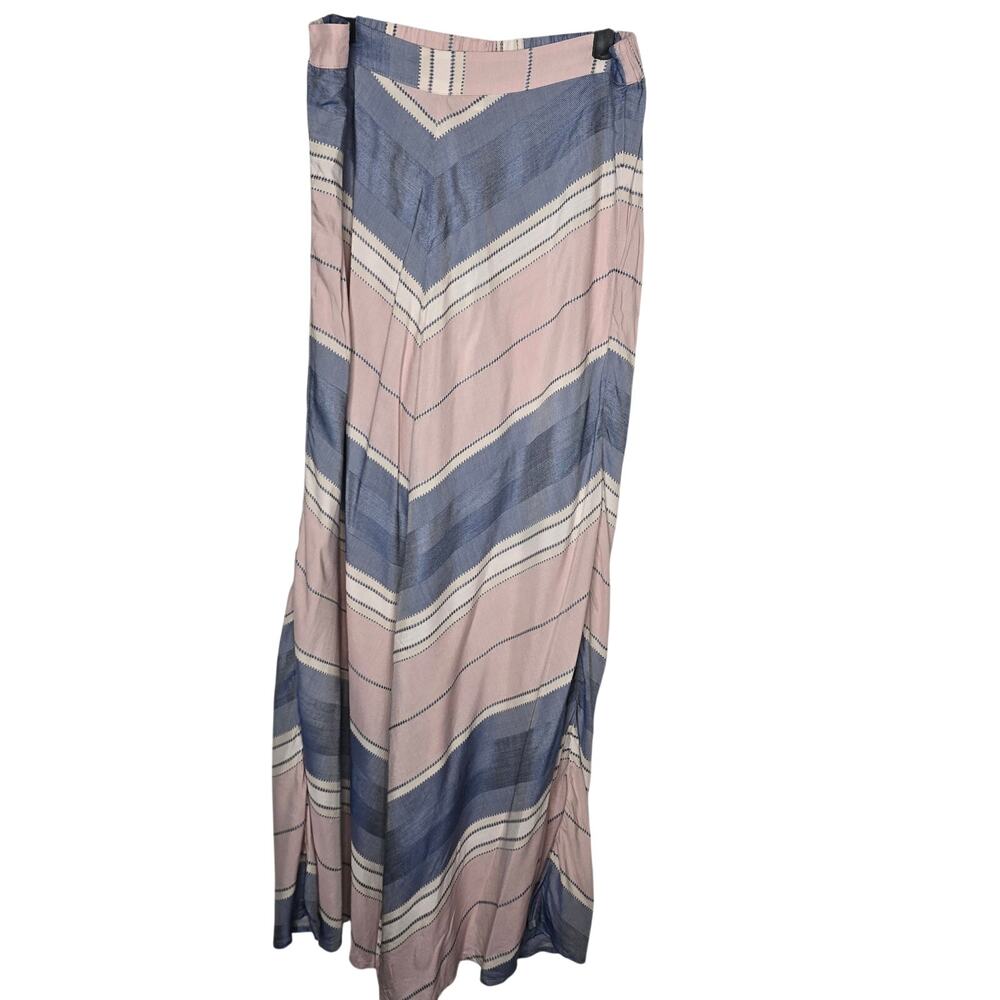 Splendid Collection Chevron Stripe Maxi Skirt Size Large Pink Blue Boho Coastal